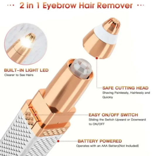 2-in-1 Electric Eyebrow & Facial Hair Trimmer – Painless, USB Rechargeable
