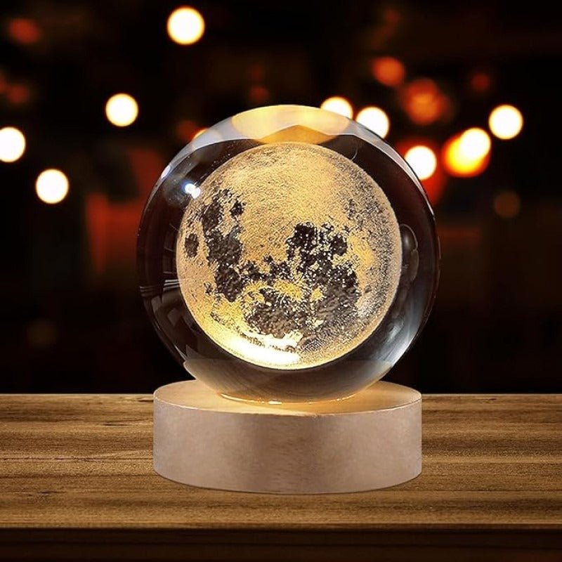 3D Crystal Ball Moon Lamp - TrendBuyPK