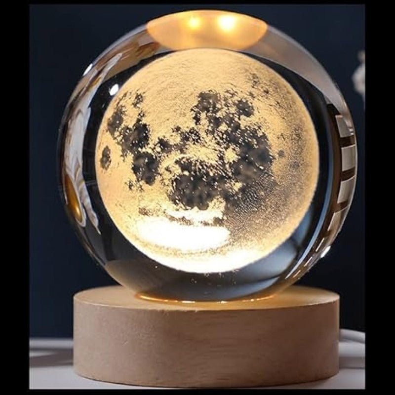 3D Crystal Ball Moon Lamp - TrendBuyPK